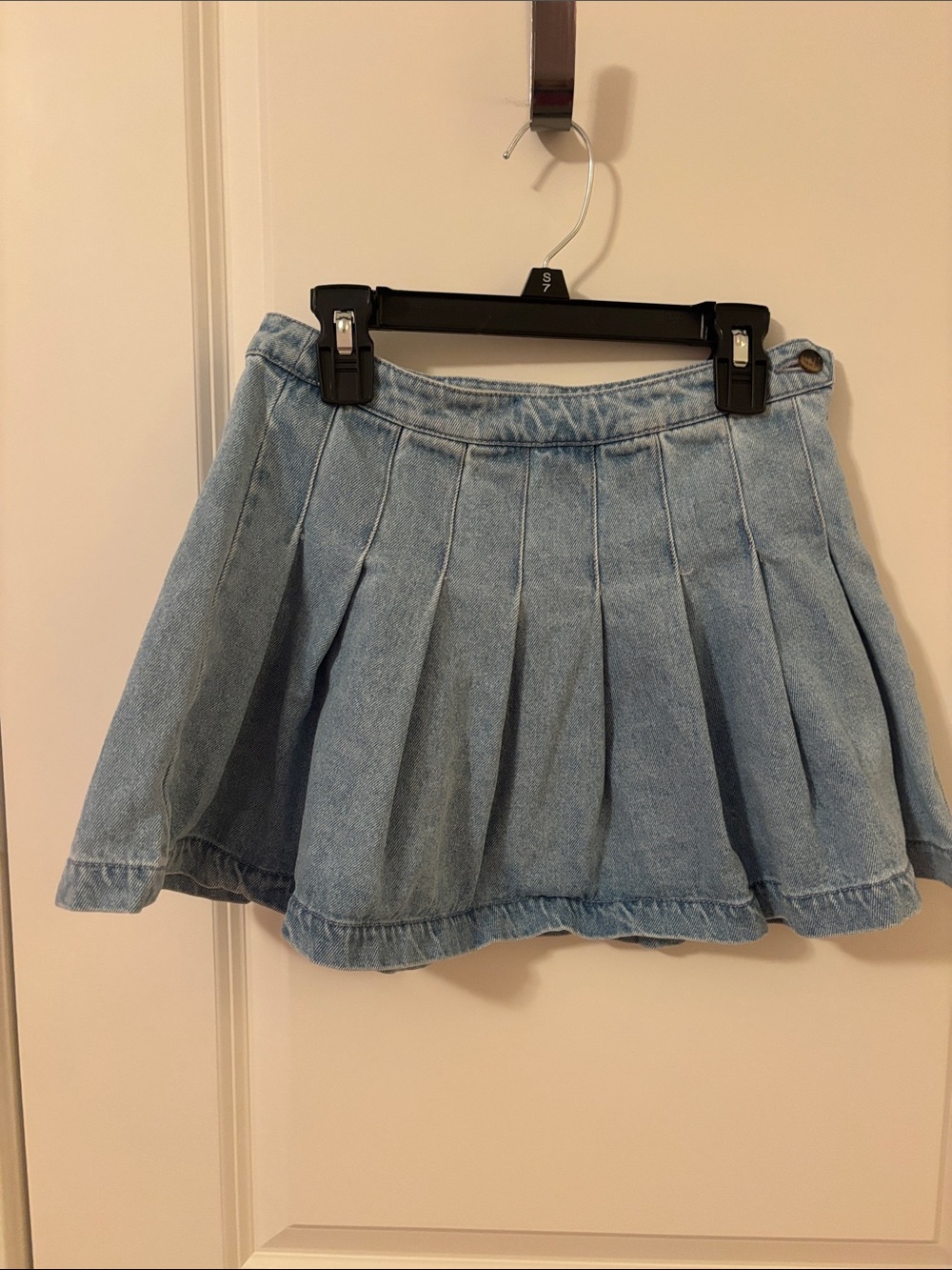 Kids Forever 21 Light Wash Denim Pleated Skater Skirt
